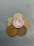 5 Coin Lot of Indian Head Pennies found at Estate
