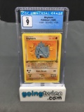 CGC Graded 1999 Pokemon Jungle 1st Edition #61 RHYHORN Trading Card - MINT 9