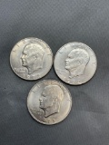 3 Count Lot United States Eisenhower Commemorative Dollar Coins from Estate - Mixed Years