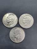 3 Count Lot United States Eisenhower Commemorative Dollar Coins from Estate - Mixed Years