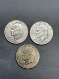 3 Count Lot United States Eisenhower Commemorative Dollar Coins from Estate - Mixed Years