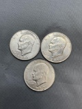 3 Count Lot United States Eisenhower Commemorative Dollar Coins from Estate - Mixed Years