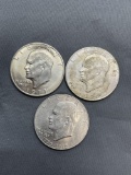 3 Count Lot United States Eisenhower Commemorative Dollar Coins from Estate - Mixed Years