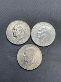 3 Count Lot United States Eisenhower Commemorative Dollar Coins from Estate - Mixed Years