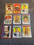 9 Card Lot of 1970's Vintage Hockey Trading Cards from Awesome Collection