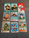 9 Card Lot of Vintage 1960's and 1970's Football Trading Cards from Awesome Collection