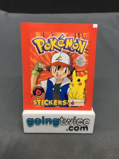 1999 Factory Sealed Pokemon TOPPS 6 Count VINTAGE Sticker Booster Pack - RARE!