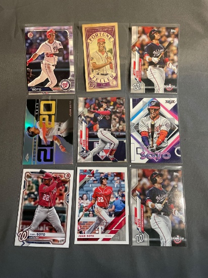 9 Card Lot of JUAN SOTO Washington Nationals Baseball Trading Cards from Awesome Collection