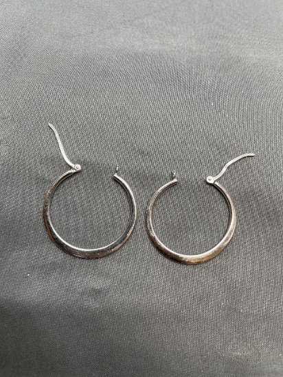 Round 28mm Diameter 0.75mm Wide Pair of Sterling Silver Hoop Earrings