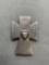 Angel & Heart Design 42mm Tall 27mm Wide Signed Designer Sterling Silver Cross Brooch & Pendant