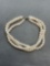 Triple Stranded 5mm Freshwater Pearl Beaded 7in Long Bracelet w/ Sterling Silver Clasp