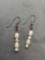 Handmade Freshwater Pearl Beaded 23mm Long Pair of Sterling Silver Drop Earrings