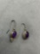 Rope Frame Detailed Oval 8x6mm Amethyst Cabochon Pair of Sterling Silver Earrings