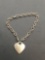 Cable Link 6.0mm Wide 8in Long Sterling Silver Bracelet w/ 24x20mm Engravable Heart Tag Bracelet