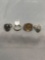 Lot of Four Various Style, Size & Shape Alloy Ring Bands