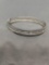 Roman Numeral Detailed 9mm Wide 3in Diameter Sterling Silver Hinged Bangle Bracelet