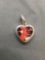 Resin Encased Beans 15mm Tall 16mm Wide Sterling Silver Heart Pendant