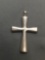High Polished Signed Designer 53mm Tall 38mm Wide Puffy Cross Sterling Silver Pendant