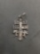 Rustic Angel Accented Crucifixion Themed 29x18mm Sterling Silver Pendant