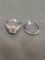High Quality Signed Designer Silver-Tone Alloy Halo Design 6.5mm Round Faceted CZ Center & CZ