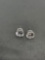 Round Faceted 8mm CZ Center Pair of Sterling Silver Stud Earrings