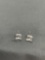 Princess Faceted 4.5x4.5mm CZ Center Pair of Sterling Silver Stud Earrings