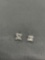 Princess Faceted 4.5x4.5mm CZ Center Pair of Sterling Silver Stud Earrings