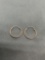 Round 15mm Diameter 1mm Wide Rose-Tone Pair of Sterling Silver Hoop Earrings