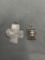 Lot of Two Sterling Silver Items, One Milgrain Detailed Cross Pendant & One Filigree Cross Decorated