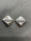 Square 25mm Concave Design Pair of Sterling Silver Earrings