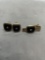 Matched Set Gold-Tone Fashion Tie Clip & Pair of Cufflinks w/ Onyx Center