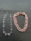 Lot of Two Rose Tone Colored Fashion Beaded Necklaces