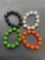 Lot of Four 15mm Wide Iridescent Beaded Colorful Stretchable Fashion Bracelets