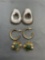 Lot of Three Fashion Gold & Silver-Tone Pairs of Earrings