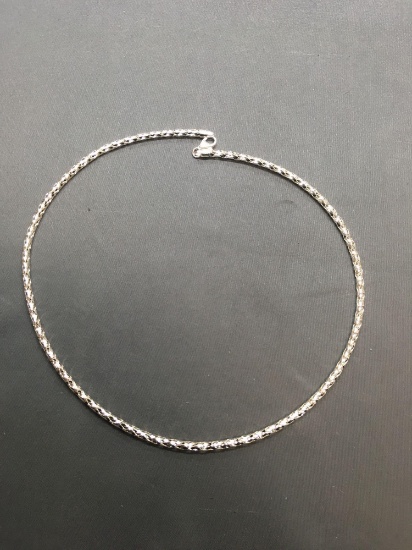 High Polished Woven 3.0mm Wide Italian Made Sterling Silver 18in Long Necklace