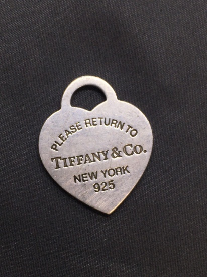 Tiffany & Co Branded 30mm Tall 25mm Wide Engravable Sterling Silver Heart Pendant