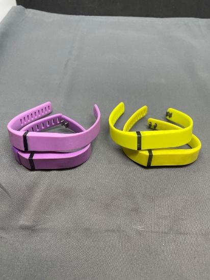 Lot of Four Yellow & Purple Fit Bit Replacement Bands