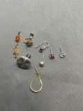 Lot of Eight Mismatched Single Sterling Silver & Fashion Earrings