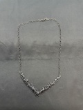 Carolyn Pollack Designer Milgrain Filigree Decorated 18in Long Sterling Silver Chevron Necklace