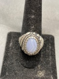 Carolyn Pollack Designer Rope Frame Detailed Oval 13x9 Montana Agate Cabochon Detailed Sterling