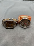 Lot of Two Stainless Steel Watches w/ Vinyl Cuff Bracelets
