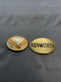 Lot of Two Fashion Belt Buckles, One Gold-Tone Eagle & One Brass Kenworth