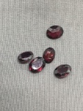 Lot of Five Oval Faceted Loose Garnet Gemstones