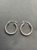 High Polished 18mm Diameter 3mm Wide Pair of Sterling Silver Hoop Earrings