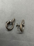 Modern Design Danish Made 27mm Tall 18mm Wide Pair of Sterling Silver Earrings