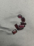 Lot of Seven Rectangular Step, Marquise & Oval Faceted Loose Garnet Gemstones