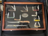 North American Fishing Club Collectible Knife Set w/ 10 Knives and Belt Buckle from Estate with