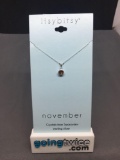 New Itsy Bitsy Designer Sterling Silver Solitaire Pendant w/ Round Faceted 6mm November Swarovski