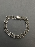 Rope & High Polished Detailed Saddle Link 9mm Wide 8in Long Sterling Silver Bracelet