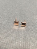 Scallop Square 5.5mm Rose-Tone Pair of Sterling Silver Earrings